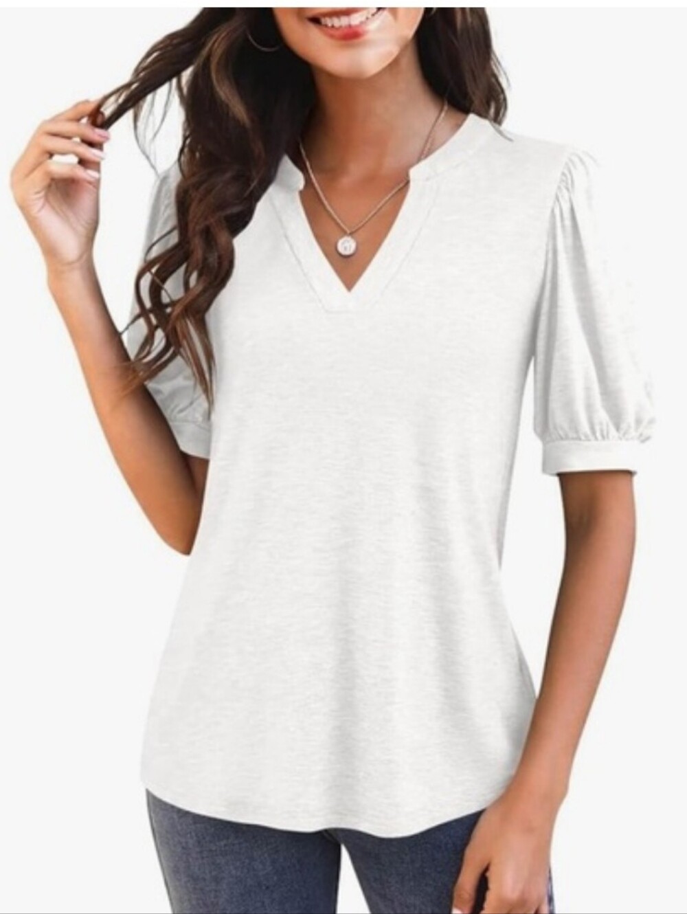 Imily Bela Mandarin Collar Puff Sleeve Blouse- NIP- Lg